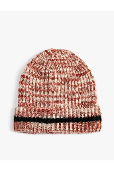 Koton Knitted Beret with Line Detail and Layered Edges