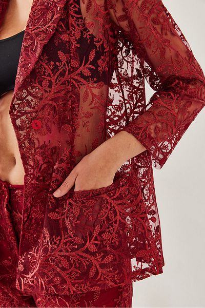 Bianco Lucci Set de damă, cu paiete, semi-transparente, cu textura de jos-top MBMS026 60501026