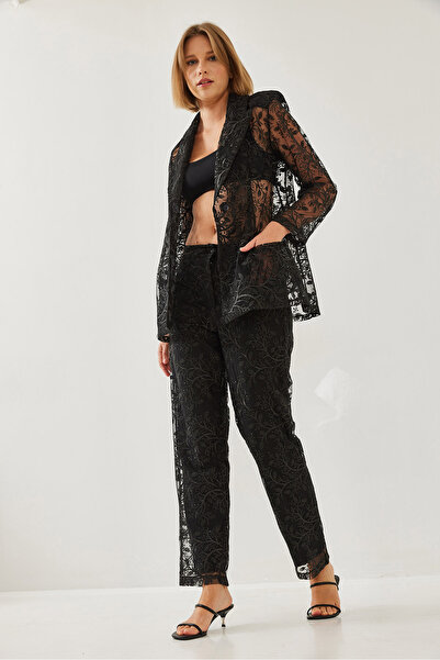 Bianco Lucci Γυναικεία φόρμα με παγιέτες ημιδιάφανη υφή στο κάτω μέρος MBMS026 60501026