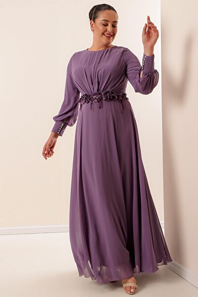 By Saygı Φόρεμα μακρύ σιφόν με φλοράλ λεπτομέρεια στη μέση