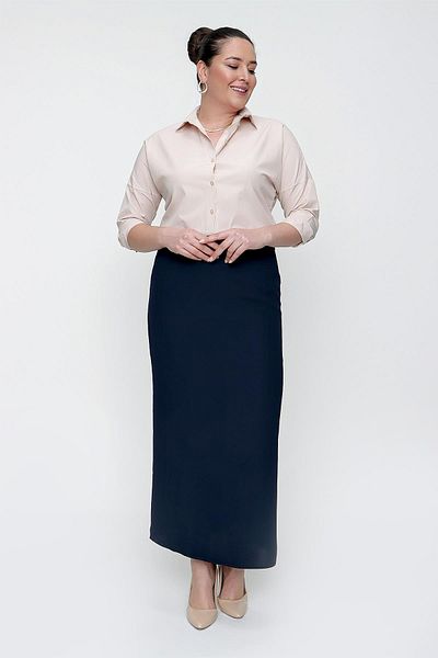 By Saygı Lined Plus Size Imported Crepe Long Skirt