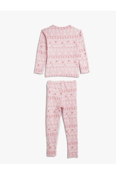 Koton Pyjama-Set mit Neujahrsmotiv, bedruckt, langärmlig, 2-teilig