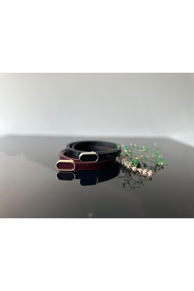 VERAMO Oval gold toka detaylı suni deri Rugan 1.4 cm genişliğinde, Ceket, Pan...