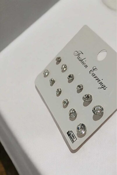 Bontexs 12 Adet Tek Taşlı Küpe