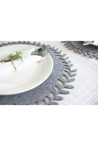 EVYA Set de 6 plăci din pâslă American Service rotund 30 cm Accesoriu decorativ pentru masă