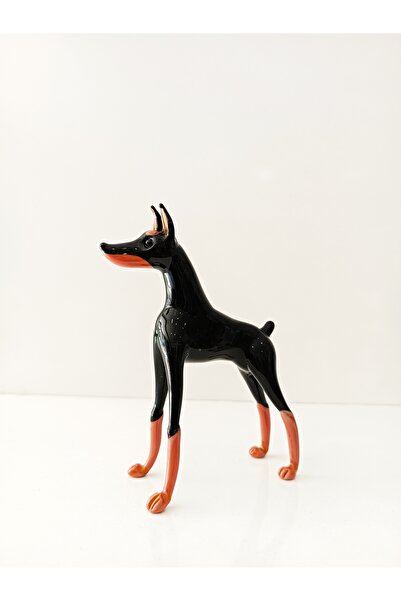 ADAMODART Doberman Köpek El yapımı Cam Biblo