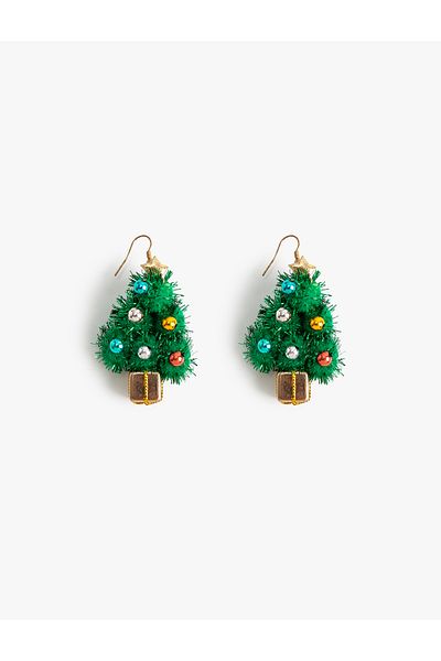 Koton Christmas Themed Shaped Pine Tree Earrings