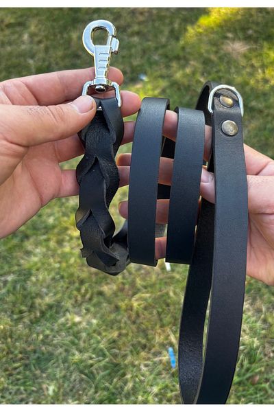Bakani Leather Handmade Genuine Leather Dog Walking Strap - Durable and Stylish Design - 140 cm