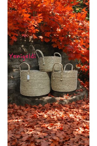 Yenigeldi 3 декоративни кръгли плетени кошници от ракита yen2400153