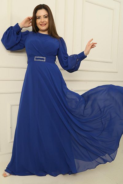 By Saygı Rochie Hijab lungă cu guler dublu în talie căptușită cu centură