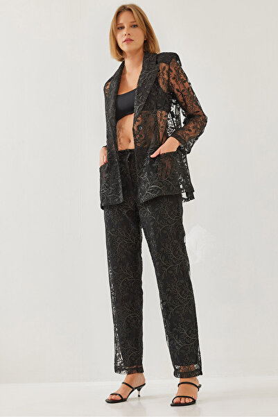 Bianco Lucci Γυναικεία φόρμα με παγιέτες ημιδιάφανη υφή στο κάτω μέρος MBMS026 60501026