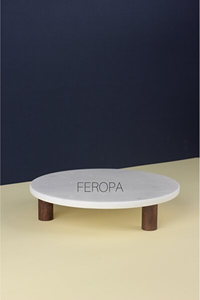 feropa Düz Ayaklı Mermer Sunumluk Kek Pasta Standı Düzenleyici 25cm