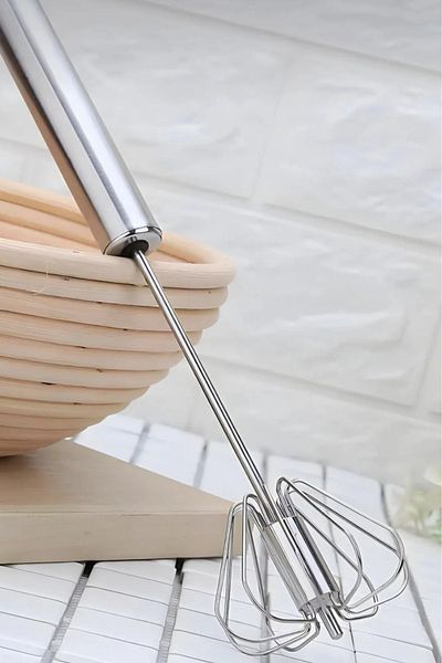 BARENDA Set of 2 Large Size Stainless Steel Beater Semi-Automatic Luxury Dowry Set Whisk Egg Beater