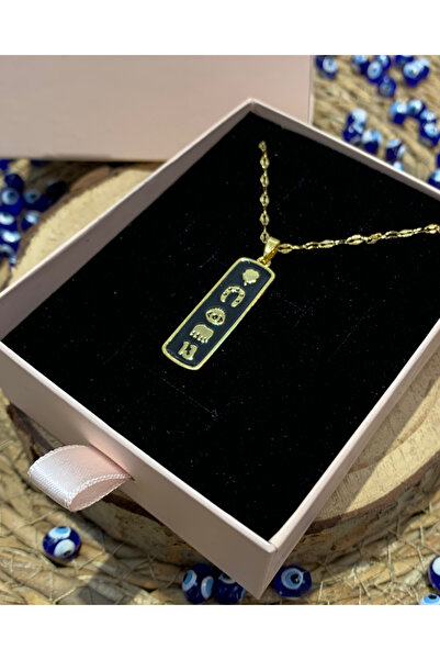 Kaeria Accessory Çelik Gold 5li Sembol Şans Tarot Kolye