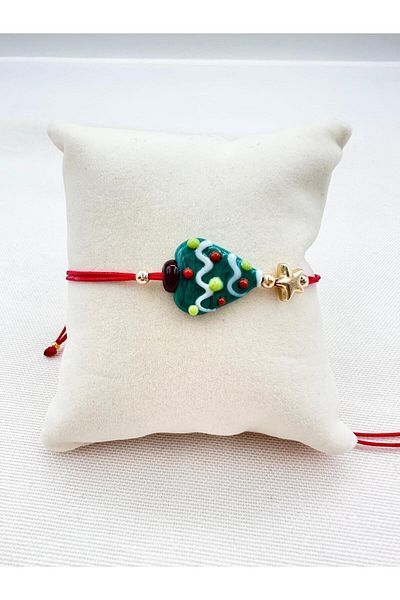 Jerie New Year's Theme11 Red Rope Glass Murano Bracelet