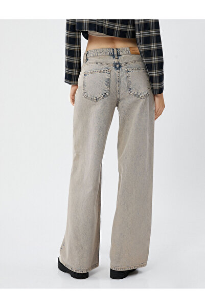 Koton Wide Leg Jeans High Waist Pocket Cotton - Loose Jean