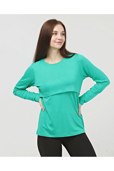 LadyMina Pijama Πράσινο μακρυμάνικο μπλουζάκι εγκυμοσύνης και θηλασμού