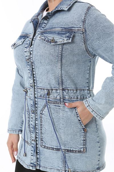 EYLÜLXXL Jachetă de blugi pentru femei, cu croiala relaxată - mărime răsucită