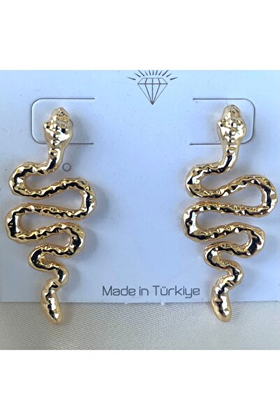 LeylanTakı Leylan Jewelry Women's Snake Motif Gold Color Earrings