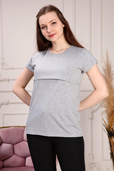 LadyMina Pijama Gray Maternity and Breastfeeding T-Shirt