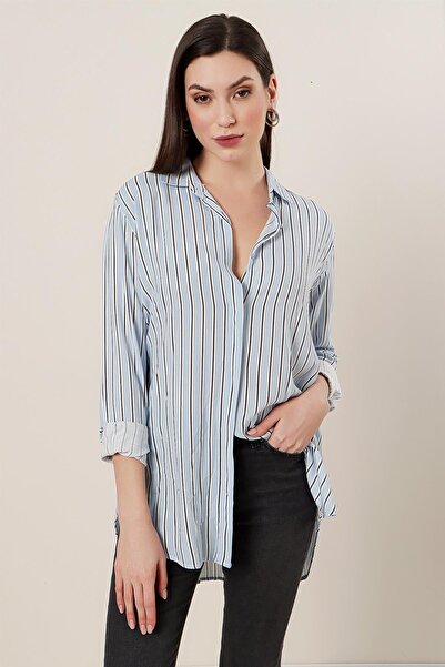 By Saygı Boyuna Çizgili Oversize Gömlek