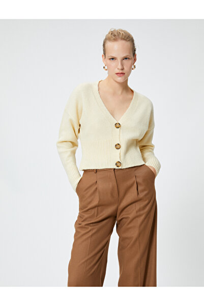 Koton Cremefarbener Damen-Cardigan
