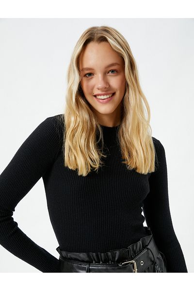 Koton Tricotaj Pulover Ribbed Crew Decolteze Blended Viscose