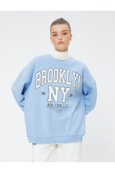 Koton Mikina s vysokoškolským potiskem - uvolněný střih, výstřih, dlouhý rukáv