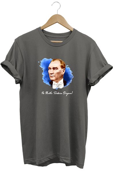 The Baski Ατατούρκ που λέει What Happy I'm Turkish Printed 100% Cotton Premium Anthracite T-shirt