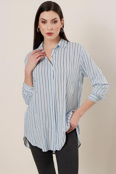 By Saygı Cămașă oversize cu dungi pe gât
