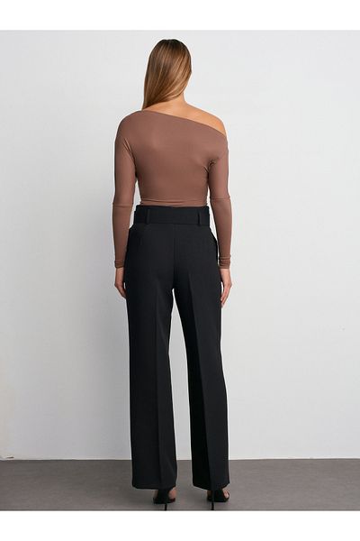 Dilvin 71571 Overlay Belted Trousers-Black