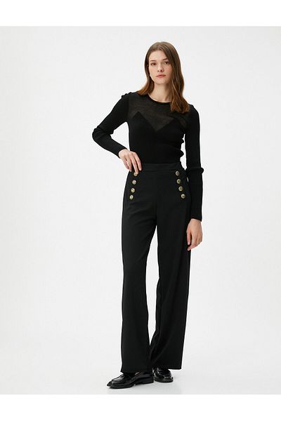 Koton Wide Leg Trousers Normal Waist Buttoned