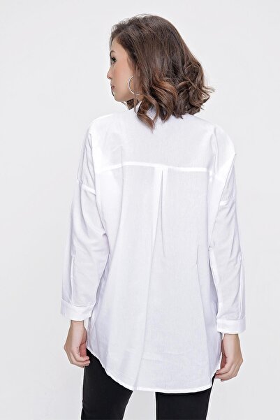 By Saygı Bat Sleeve Terikoton Oversize Shirt