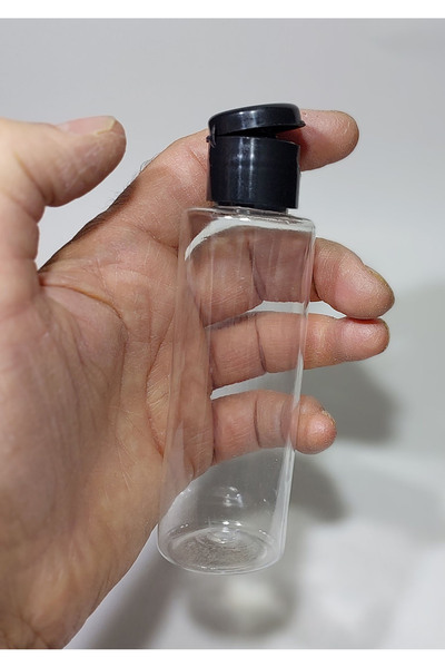 Sampex زجاجة حيوانات أليفة مسطحة سعة 100 سم مكعب - غطاء قطرة أسود من Filtop -...