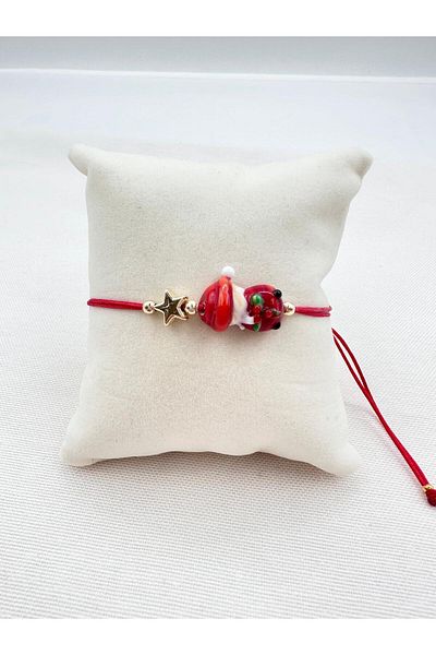 Jerie New Year's Theme5 Red Rope Glass Murano Bracelet