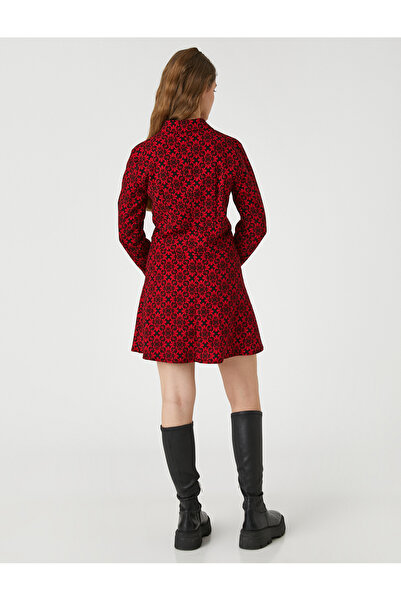 Koton Floral Shirt Dress Long Sleeve Button Cuff Collar