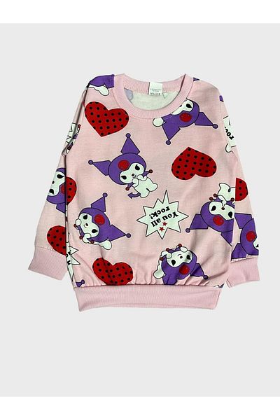 Fil Kids Girl's Cotton Raised Pink Kuromi Heart Print Long Sleeve Winter Pajamas Set