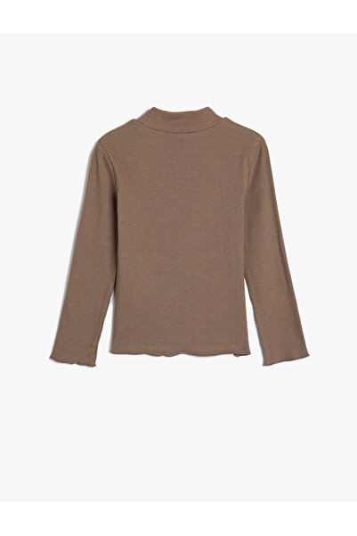 Koton Βασικό T-shirt με ζιβάγκο, λεπτό μακρυμάνικο, βαμβακερό με ραβδώσεις