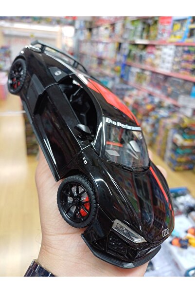 OYUNCAKSAHİLİ Audi R8 Performance Diecast Metal 1.24 Scale Model Büyük Araba Far Stop ışık Ses Siyah