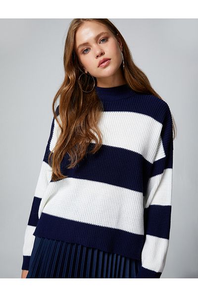 Koton Crew Neck Knitwear Sweater Long Sleeve Ribbed