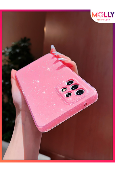 Molly Neon Pink Berry Glitter Shiny Silicone Case for Samsung Galaxy A32