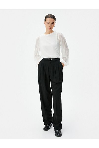 Koton Μπλούζα σιφόν Balloon Sleeves Crew Neck