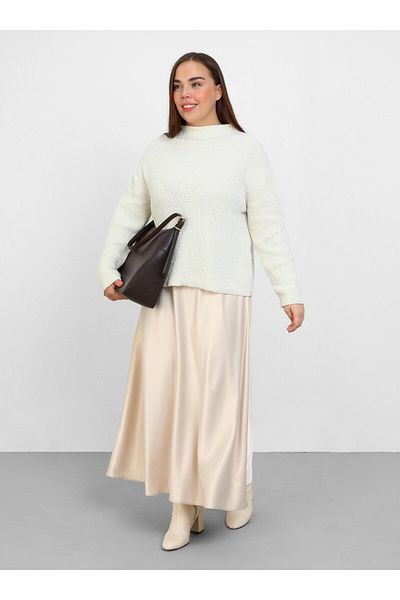 ALİA Ανοιχτό Μπεζ Σατέν Φούστα Plus Size - Alia