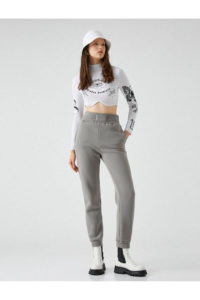 Koton Raster Jogger Sweatpants with High Waist and Pockets