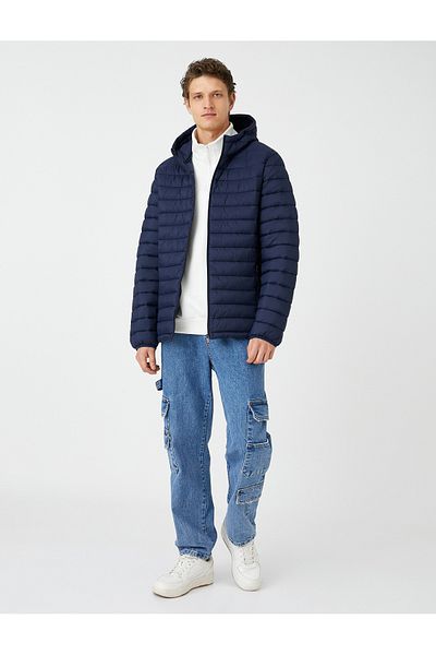 Koton Puffer Jacket Seasonal Hooded Zipper Pocket Detailed
