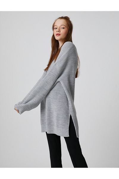 Koton Oversize Knitwear Sweater V-Neck Long Sleeve