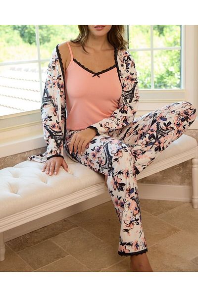 İVY GARDEN ΓΥΝΑΙΚΕΙΟ ΣΕΤ ΠΙΤΖΑΜΑ 3 ΤΕΜΑΧΙΩΝ ΜΑΛΑΚΟ ΝΥΧΤΕΡΙΝΟ ΦΟΡΕΜΑ