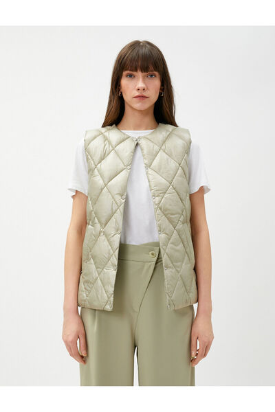 Koton Quilted Vest - Round Collar and Snaps
