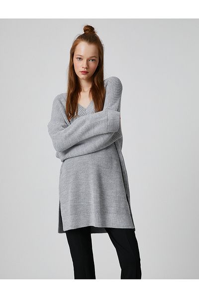 Koton Oversize Knitwear Sweater V-Neck Long Sleeve