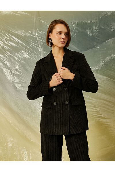 Koton Corduroy Double Breasted Blazer Jacket